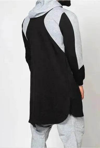 Fashionable and Elegant Mens Colorblock Robe Arab  Zip Pocket Sweatshirt Moroccan Men's Jalabiya