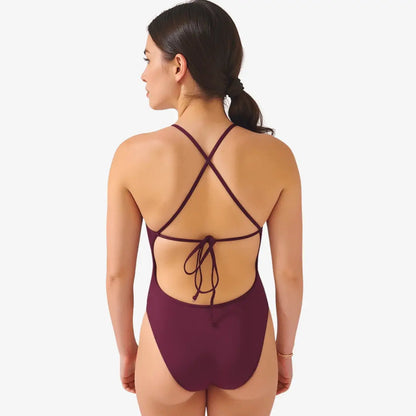 Maillot de bain d'entraînement une pièce à nouer Merlot par Norca