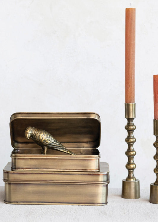 Metal Brass Boxes, Set of 2