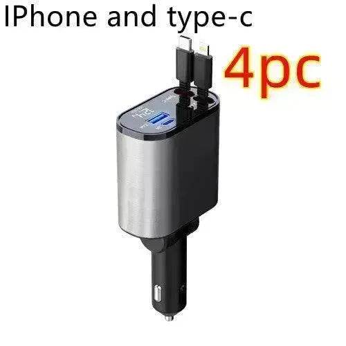 Metal Car Charger 100W Super Fast Charging Car USB And TYPE-C Adapter