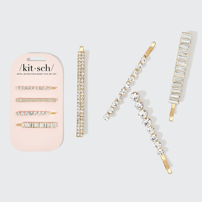 Metal Rhinestone Bobby Pins – 4 Piece Set