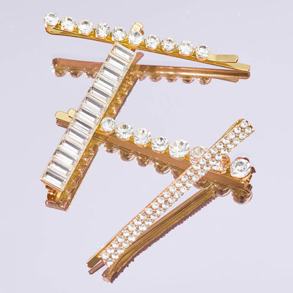 Metal Rhinestone Bobby Pins – 4 Piece Set