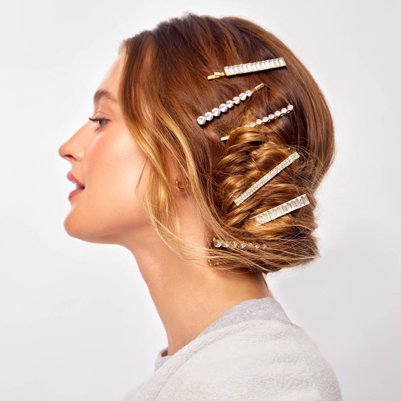 Metal Rhinestone Bobby Pins – 4 Piece Set