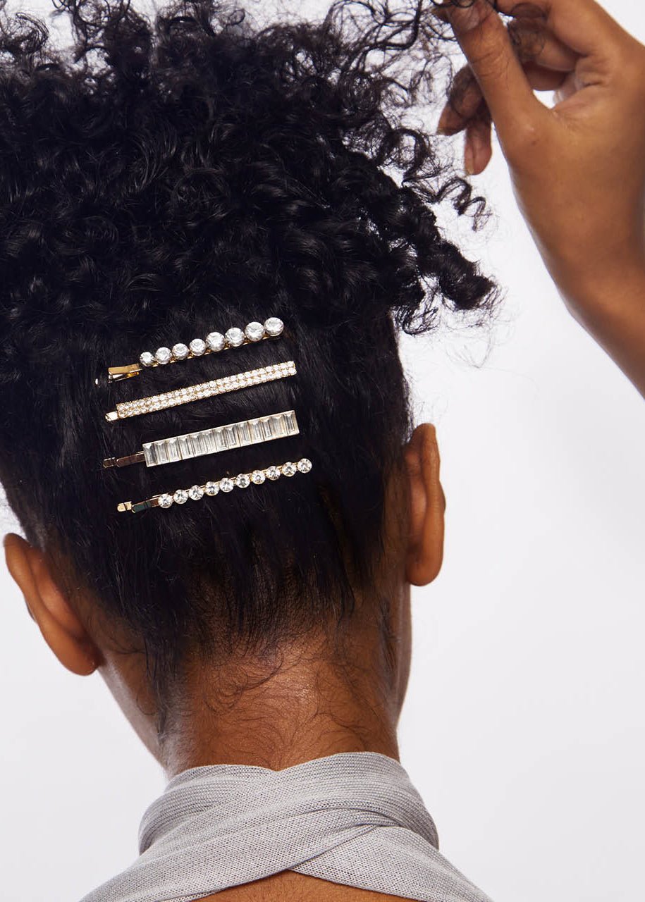 Metal Rhinestone Bobby Pins – 4 Piece Set