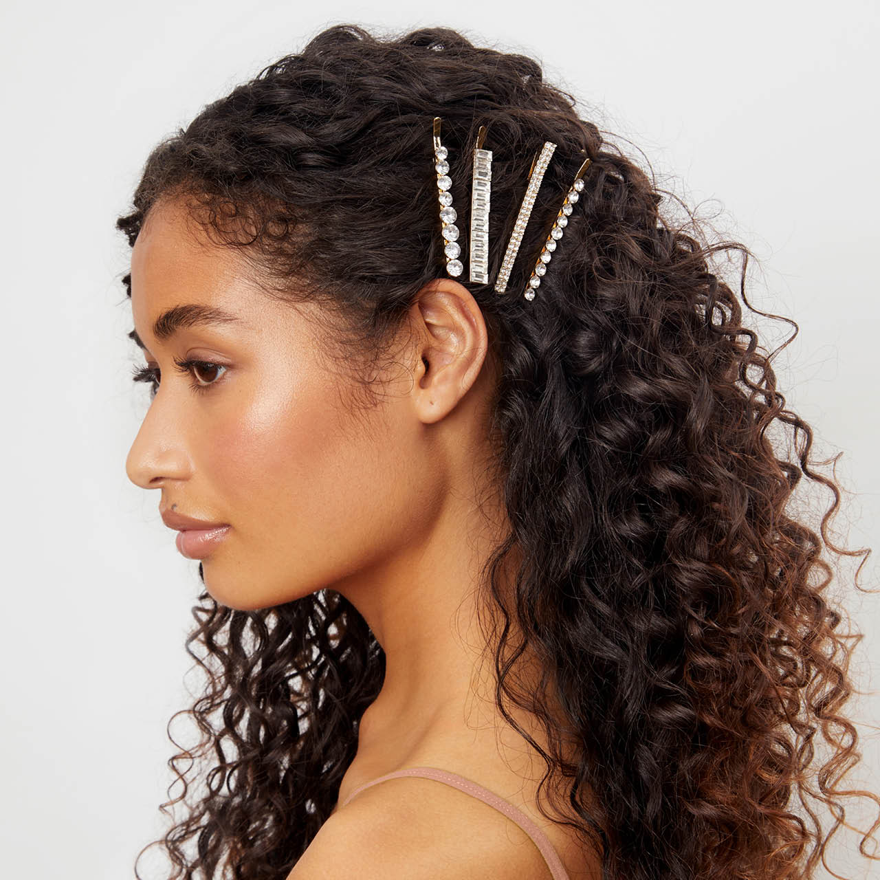 Metal Rhinestone Bobby Pins – 4 Piece Set