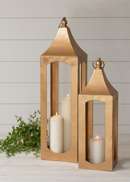 Metallic Gold Lanterns, Set of 2 (Winter '25 Add-On)