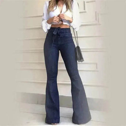Pantalon large en jean taille haute pour femme