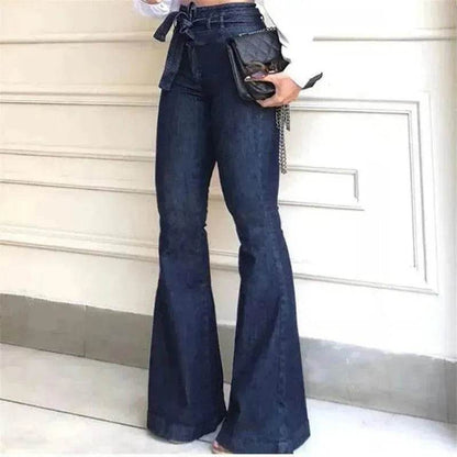 Pantalon large en jean taille haute pour femme