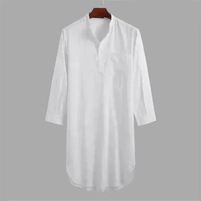 Fashionable and Elegant Middle Eastern Arab  Stand Collar Robe Moroccan Men's Jalabiya