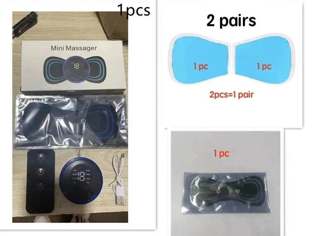 Mini Massage Pad Smart LCD Display Electrotherapy Massager Cervical Spine Waist Back Butterfly Instrument Pocket