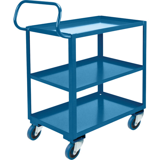 Chariot à étagères ergonomique, capacité de 800 lb, acier, 26" l x 37" H x 38" P, rebord relevé