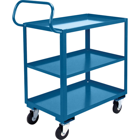 Chariot à étagères ergonomique, capacité de 800 lb, acier, 26" l x 37" H x 38" P, rebord relevé