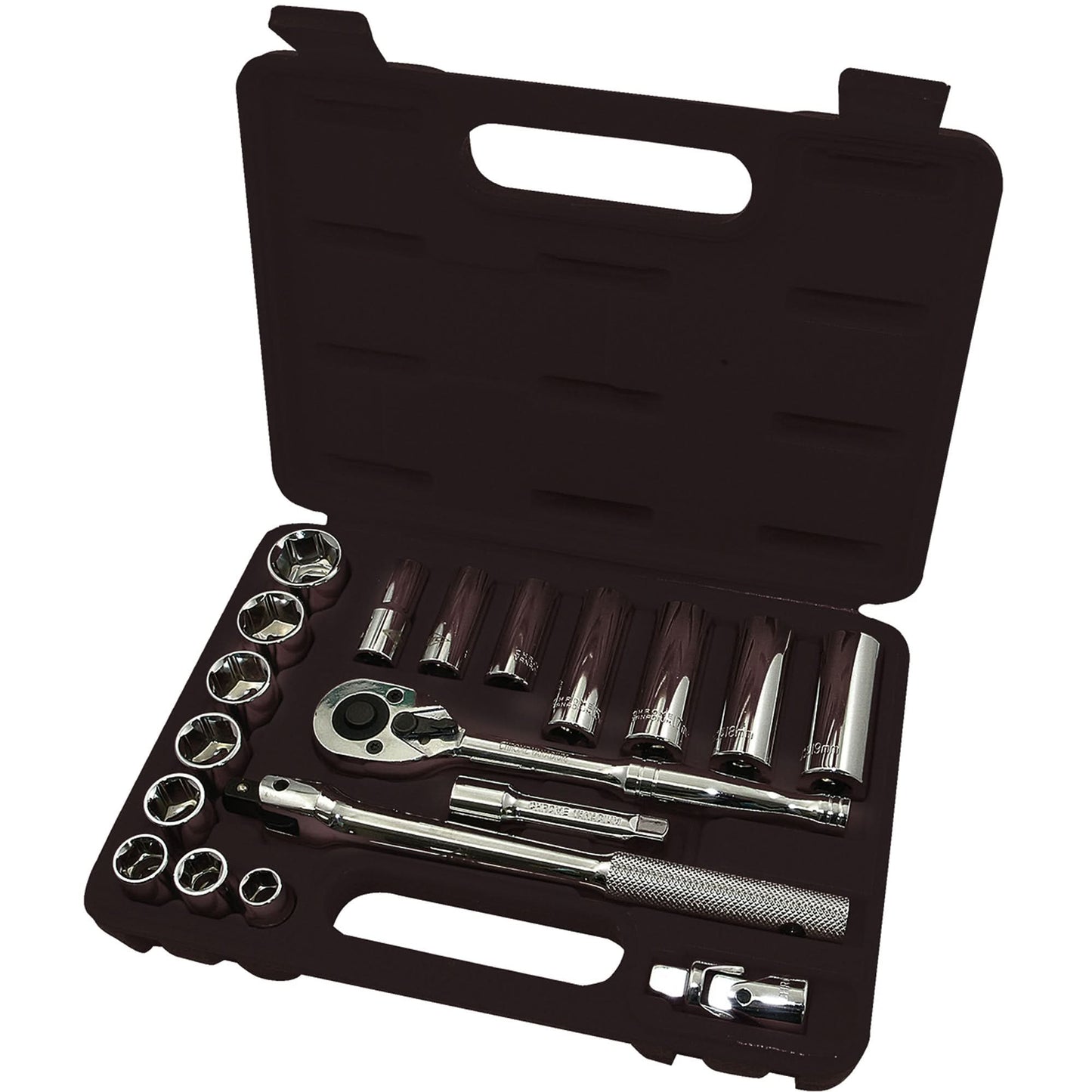 ISK-3820M 6-Point Metric Socket Set, 20 Pcs, 3/8" Drive Size, Deep