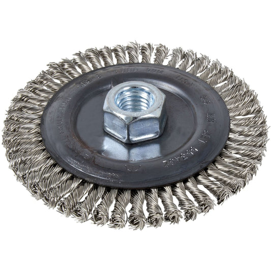 Stringer Bead Brush, 5" Dia., 0.022" Fill, 5/8"-11 Arbor, Stainless Steel