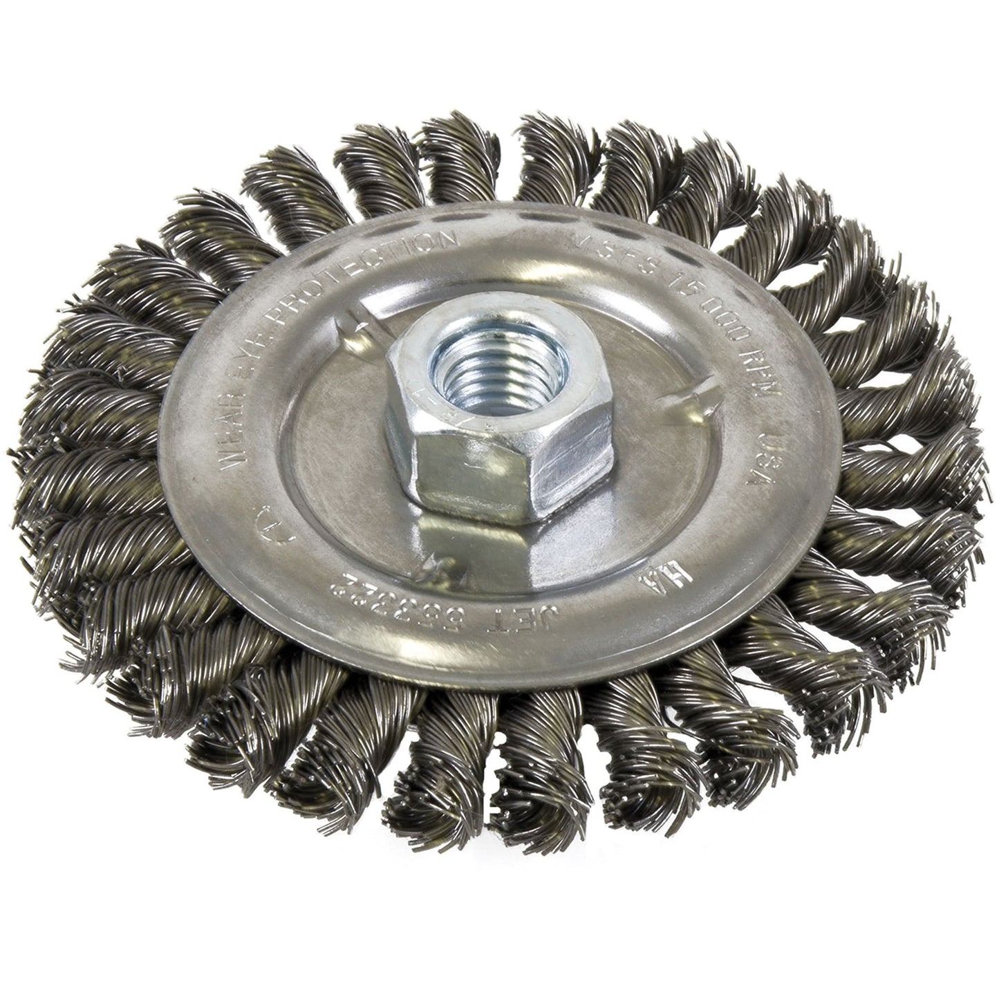 Standard Face Knot Wire Wheel Threaded, 5" Dia., 0.022" Fill, 5/8"-11 Arbor, Steel
