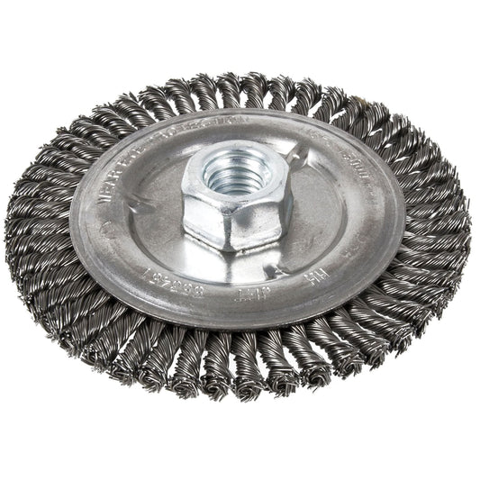 Stringer Bead Brush, 5" Dia., 0.022" Fill, 5/8"-11 Arbor, Steel