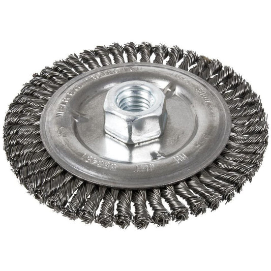 Stringer Bead Brush, 6" Dia., 0.022" Fill, 5/8"-11 Arbor, Steel