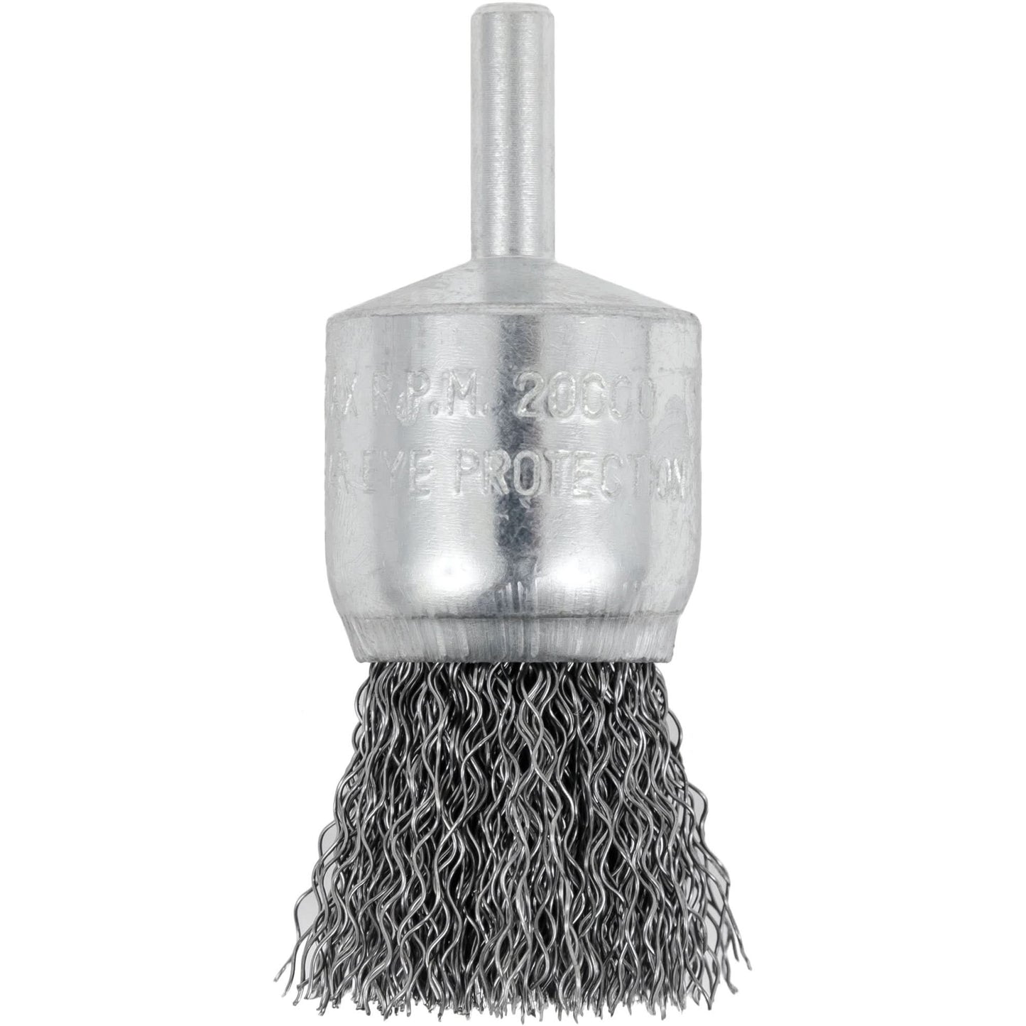 Shaft Mounted Crimped End Brush, 1", 0.012" Fill, 1/4" Shank