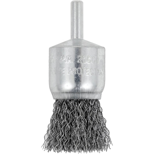 Shaft Mounted Crimped End Brush, 1", 0.012" Fill, 1/4" Shank