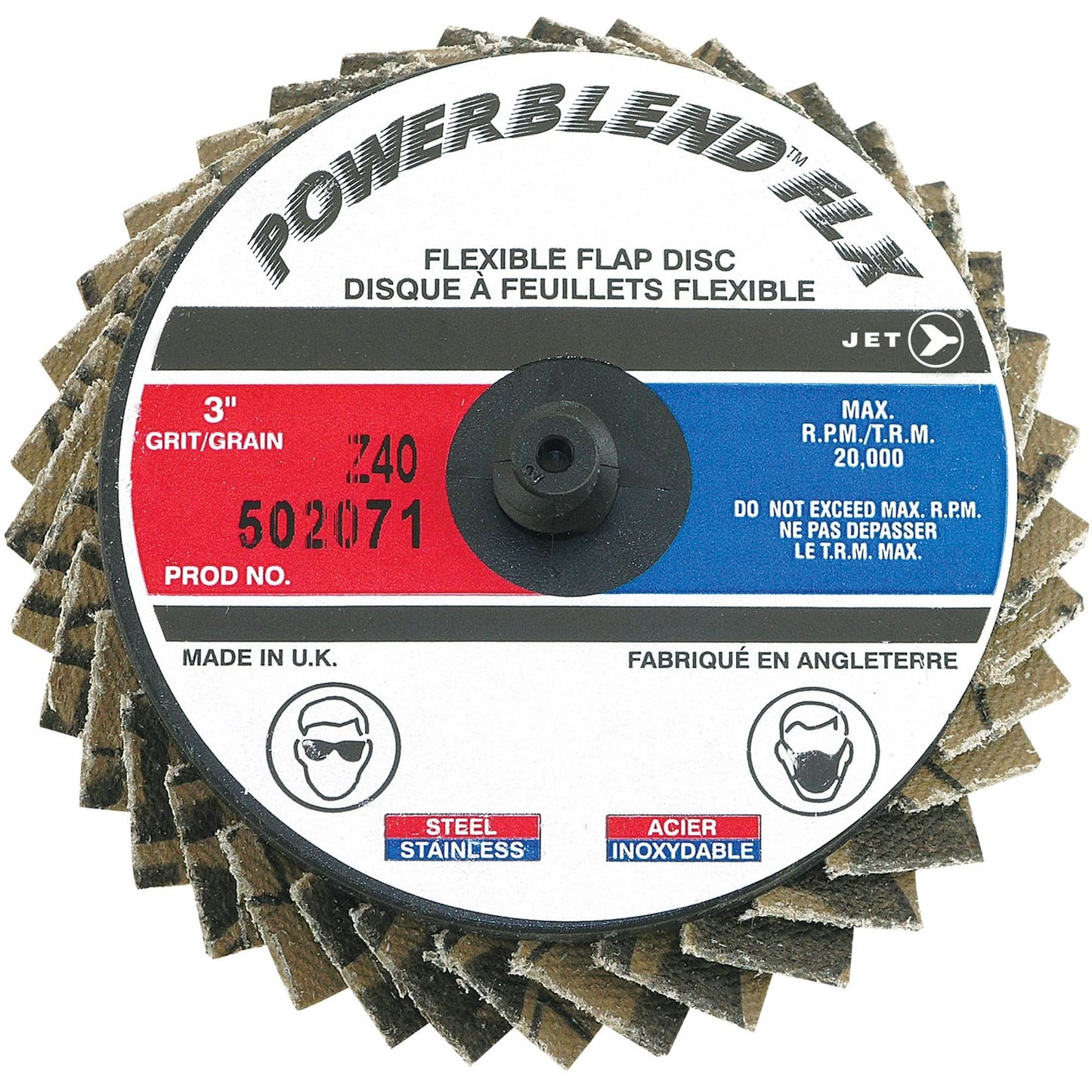 Powerblend FLX Roll-on Flap Disc, 3" x Type R, Z40 Grit, Zirconia Alumina