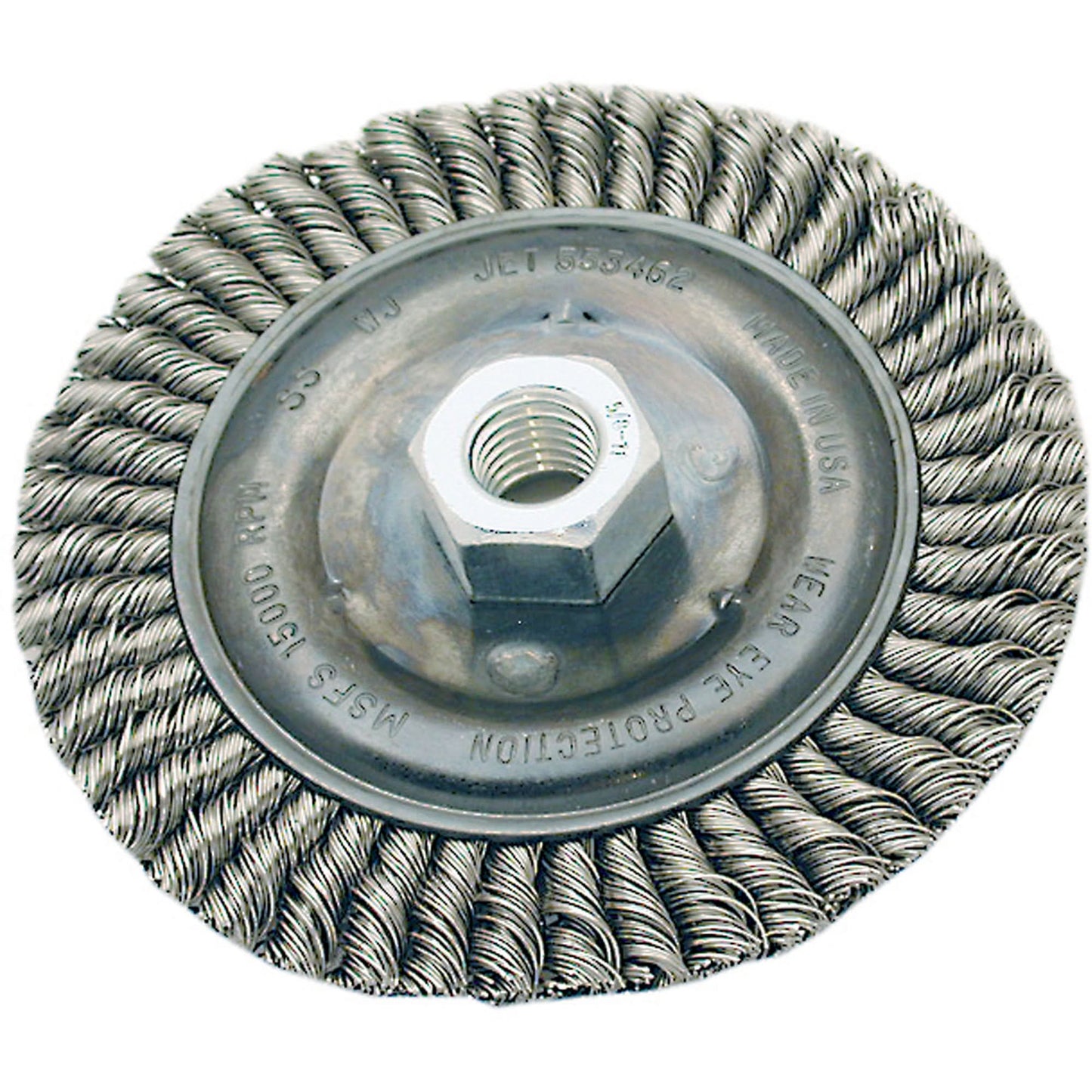 Stringer Bead Brush, 4" Dia., 0.022" Fill, 5/8"-11 Arbor, Steel