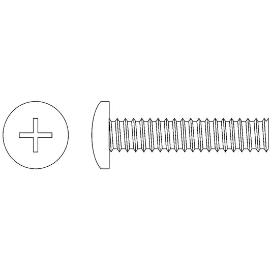 Pan Head Machine Screws, #10-24 x 3/4" L, Zinc Plated