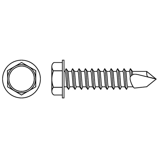 Self Drill Hex Washer Head Screws, #8 x 5/8" L, Zinc Plated