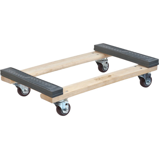 Diable en bois avec embouts en caoutchouc, cadre en bois, 45,7 cm L x 76,2 cm P x 17,8 cm H, capacité de 408 kg.