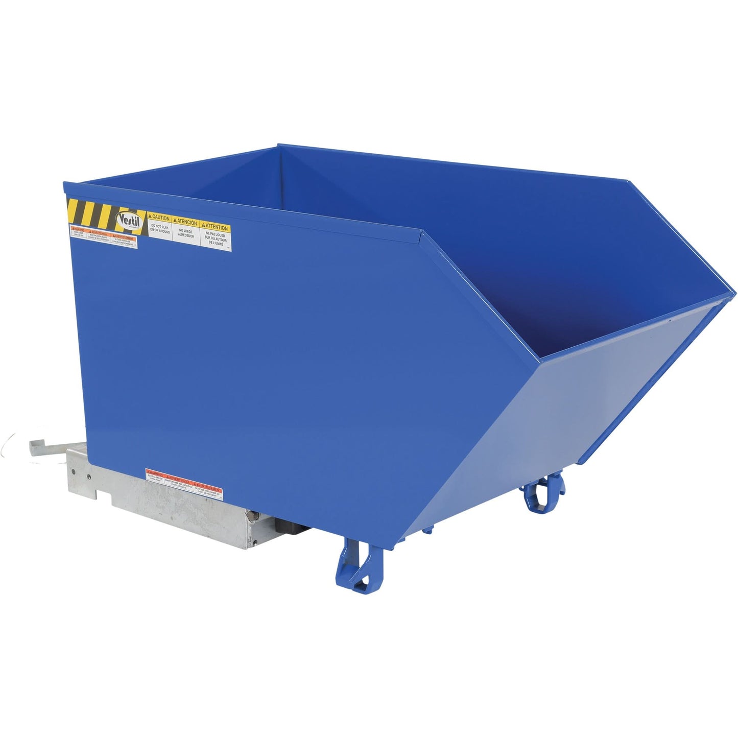 Low Profile 90 Degree Self Dumping Hopper, Steel, 1/2 cu.yd., Blue