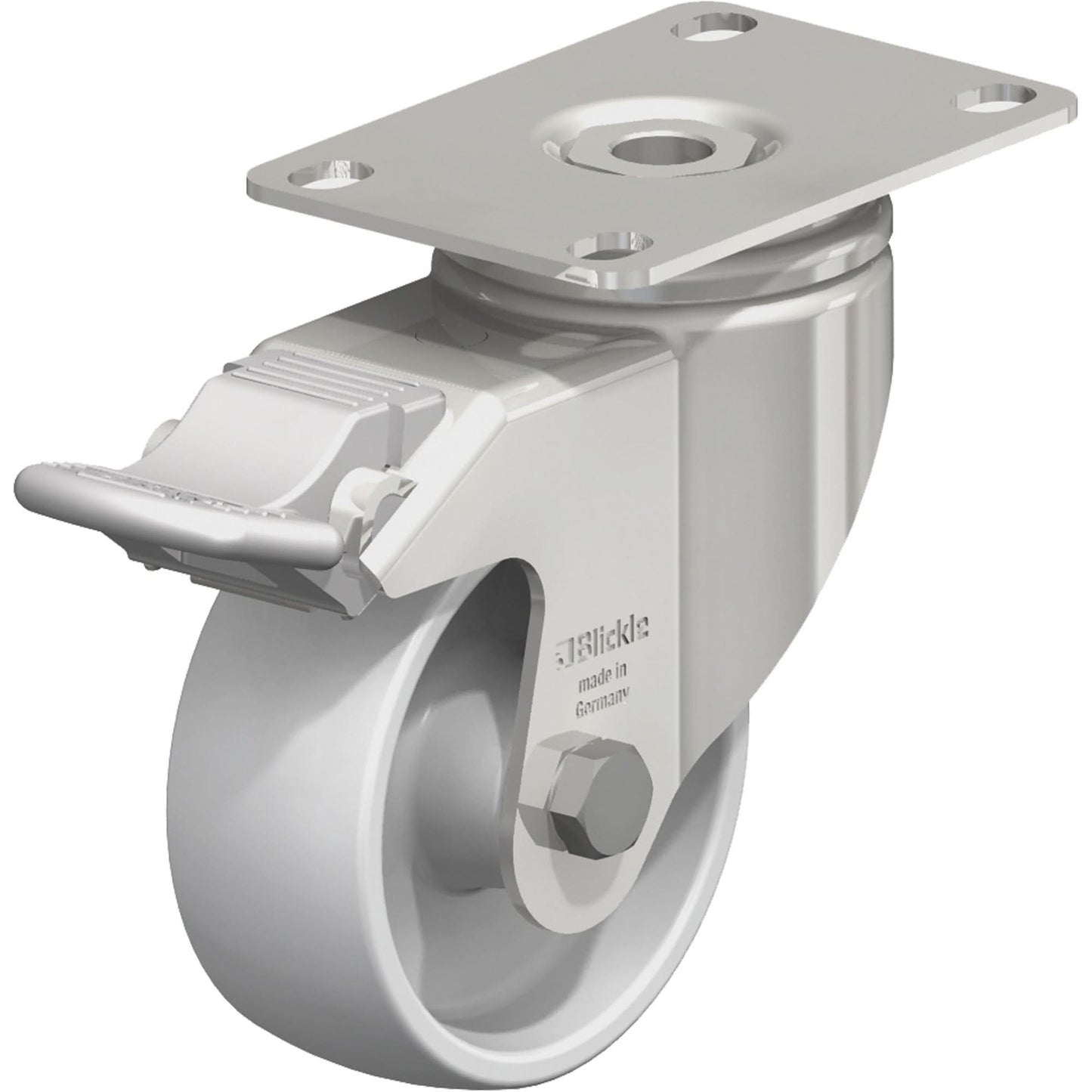Caster, Swivel with Brake, 3-1/8" (79.5 mm), Nylon, 265 lbs. (120 kg.)