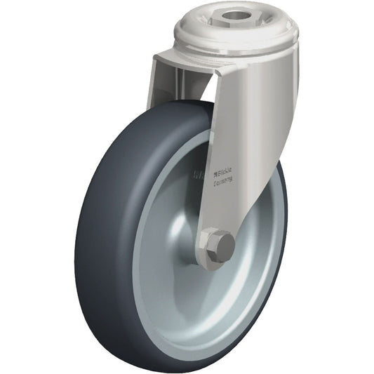 Roulette en acier inoxydable à élastomère thermoplastique, pivotante, diamètre de 127 mm (5 po), capacité de 120 kg (265 lb)