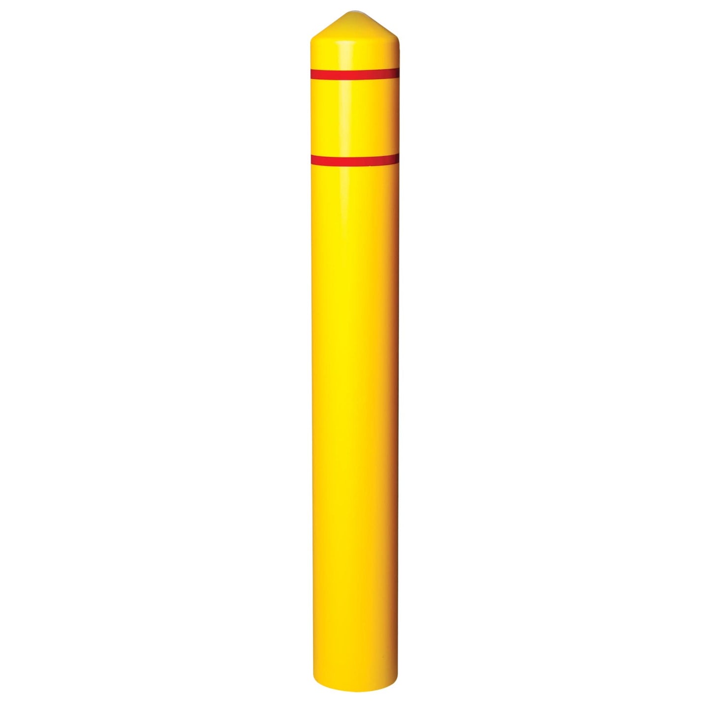 Smooth Bollard Cover With Reflective Stripes, 6" Dia. x 56" L, Yellow