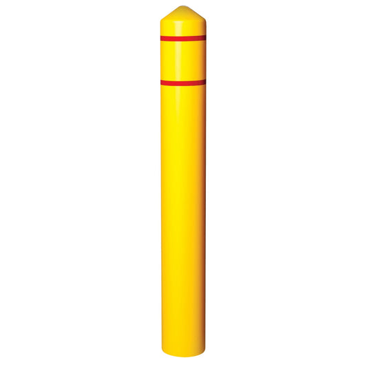 Smooth Bollard Cover With Reflective Stripes, 6" Dia. x 56" L, Yellow