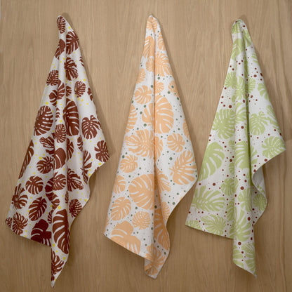 Monstera Leaf Tea Towels: Set of 3 or 4