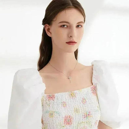 Collier Cœur Cupidon Ailes d'Ange Mobile avec Gland et Chaîne de Clavicule en Cristal, Bijou pour Femme, Cadeau Saint-Valentin