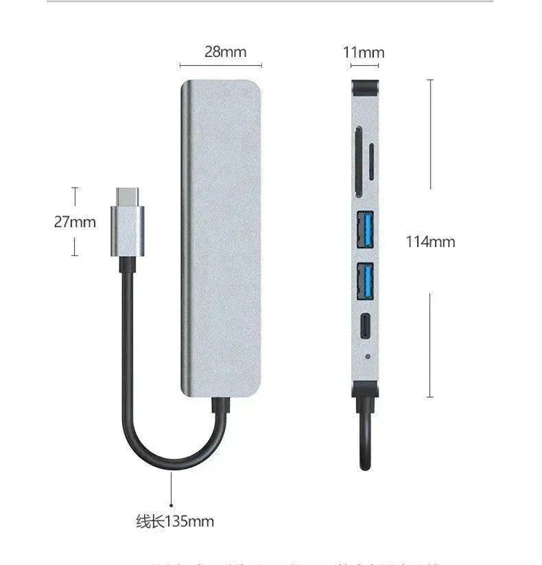 Station d'accueil multifonction 4K HD USB pour ordinateur portable 6-en-1