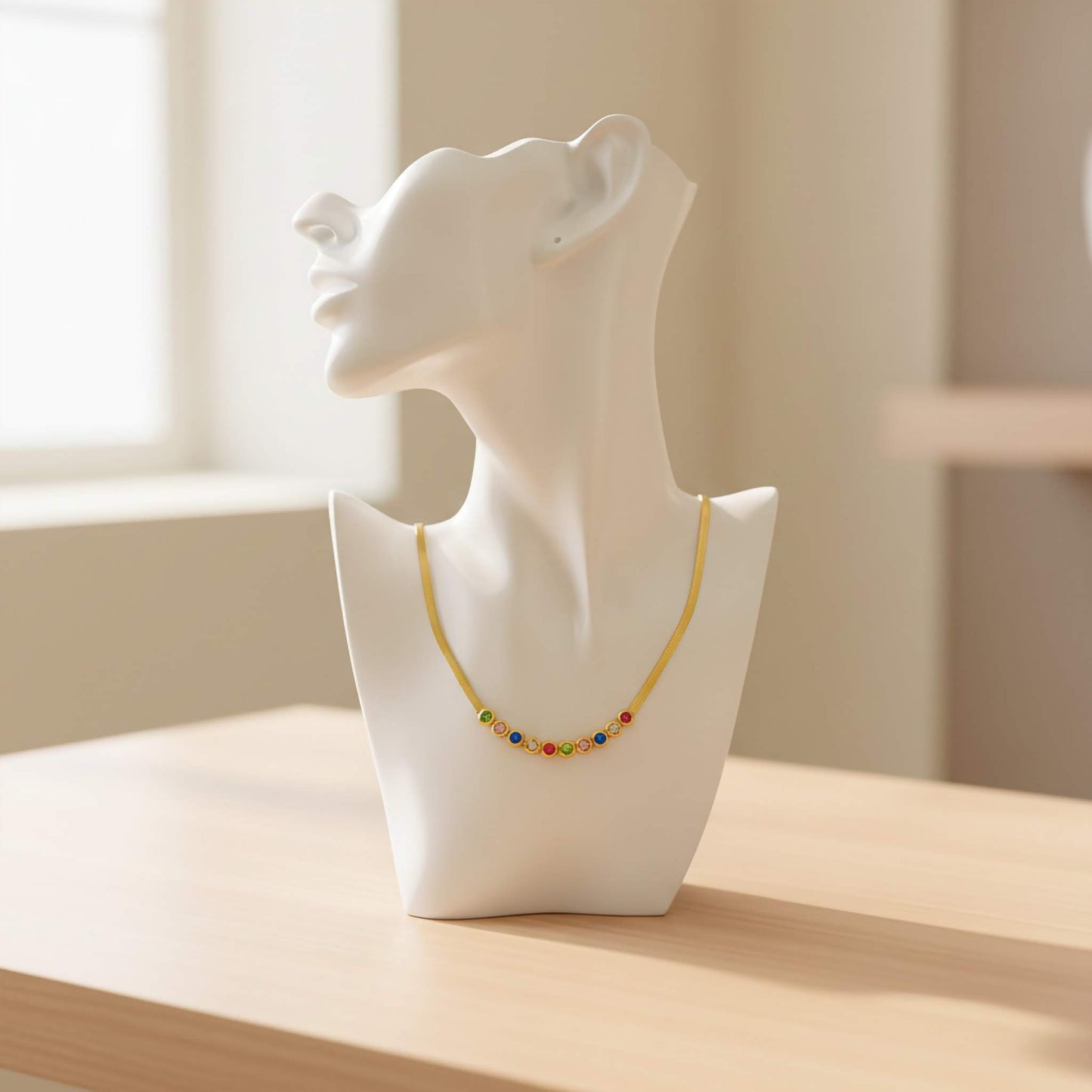 Trendy 18k Gold Plated Zirconia Diamond Choker Necklace