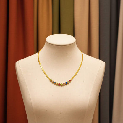 Trendy 18k Gold Plated Zirconia Diamond Choker Necklace