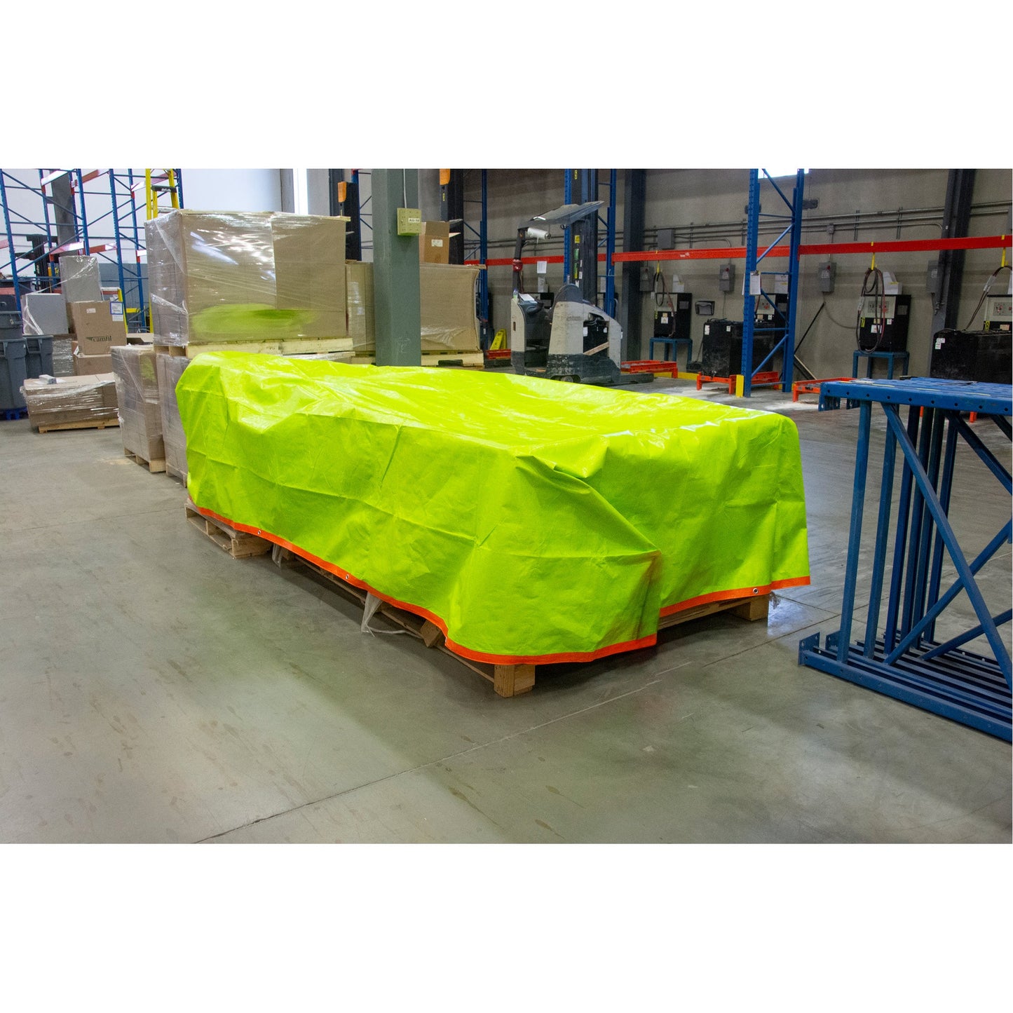 High-Visibility Heavy-Duty Woven Tarp, Polyethylene, Green/Orange, 16' x 20' x 12 mils