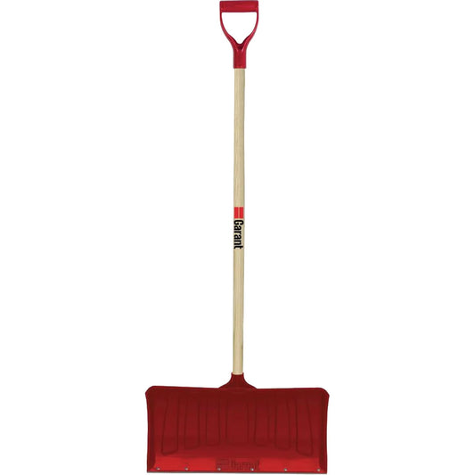 Red Snow Pusher, Polypropylene Blade, D-Grip Handle, 20-3/4" W
