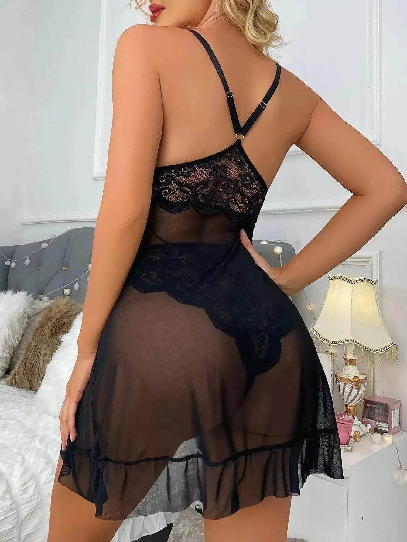 Nouvel ensemble de lingerie Lingerie décolletée en V Lingerie en dentelle Lingerie dos nu Lingerie deux pièces