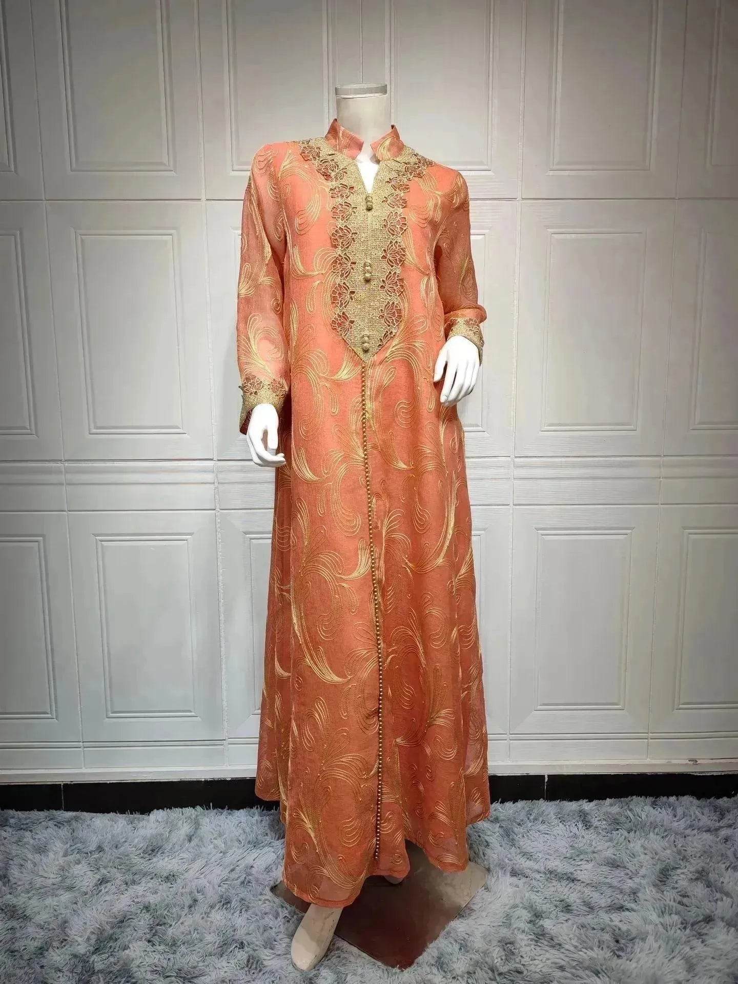 Embroidered party Wedding Maxi Dress for Muslim Middle East Turkey Women.