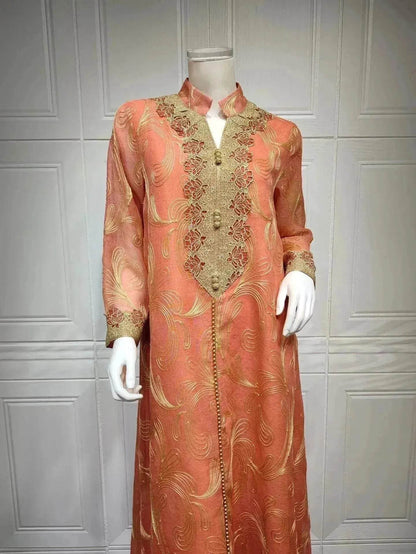 Embroidered party Wedding Maxi Dress for Muslim Middle East Turkey Women.