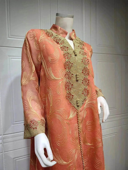 Embroidered party Wedding Maxi Dress for Muslim Middle East Turkey Women.