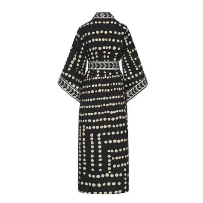 New Sunscreen Printed Long Sleeve Cardigan Bohemian Beach Dress