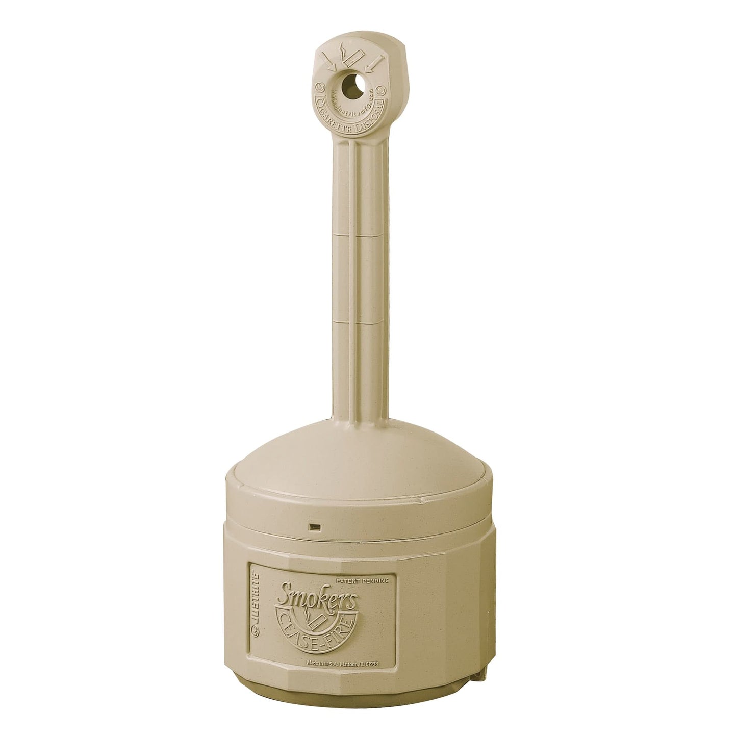 Smoker’s Cease-Fire® Cigarette Butt Receptacle, Free-Standing, Plastic, 4 US gal. Capacity, 38-1/2" Height