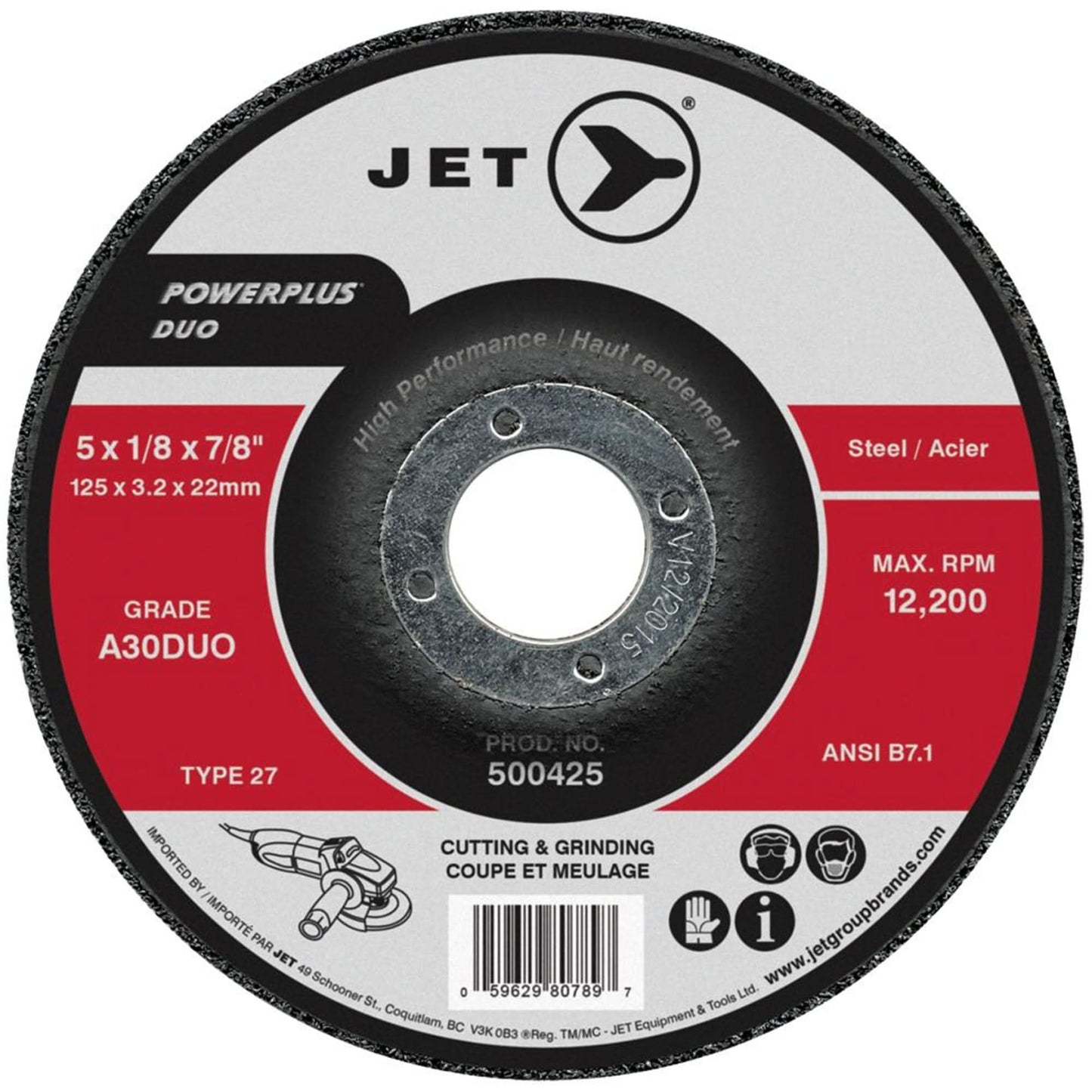POWERPLUS DUO Cutting/Grinding Wheel, 4" x 1/8", 5/8" Arbor, Type 27, A30DUO Grit