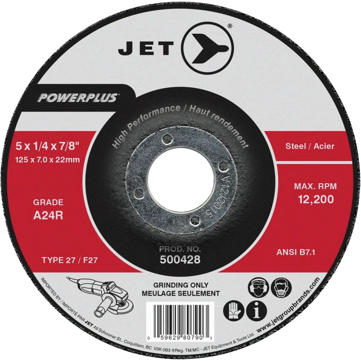 PowerPlus® Grinding Wheel, 7" x 1/4", 7/8" Arbor, Aluminum Oxide, Type 27