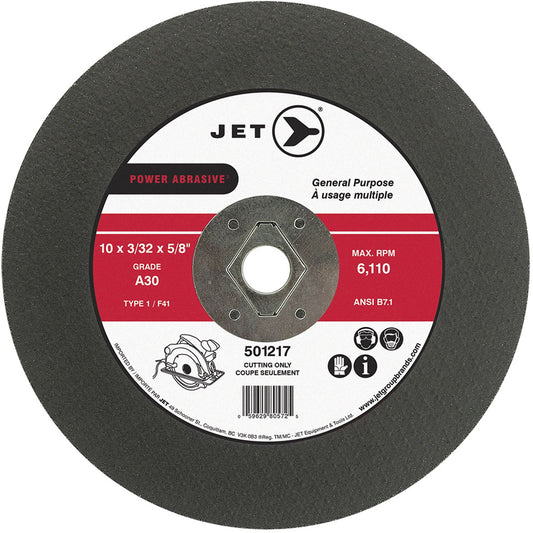 Power Abrasive Cut-Off Wheel, 10" x 3/32", 5/8" Arbor, Type 1, 6110 RPM