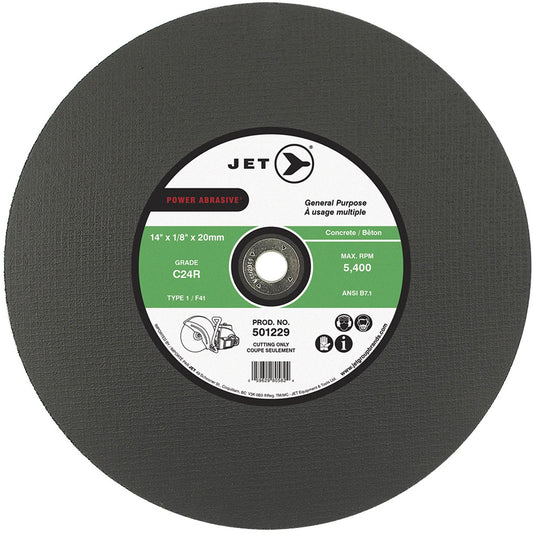 Disque à tronçonner abrasif C24R POWER, 14 po x 1/8 po, alésage 20 mm, type 1, 5400 tr/min